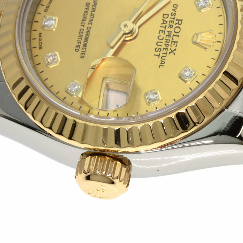 勞力士 179173NG Datejust 10P 鑲鑽腕錶 不鏽鋼 SSx18KYG 18KYG 女士腕錶-18