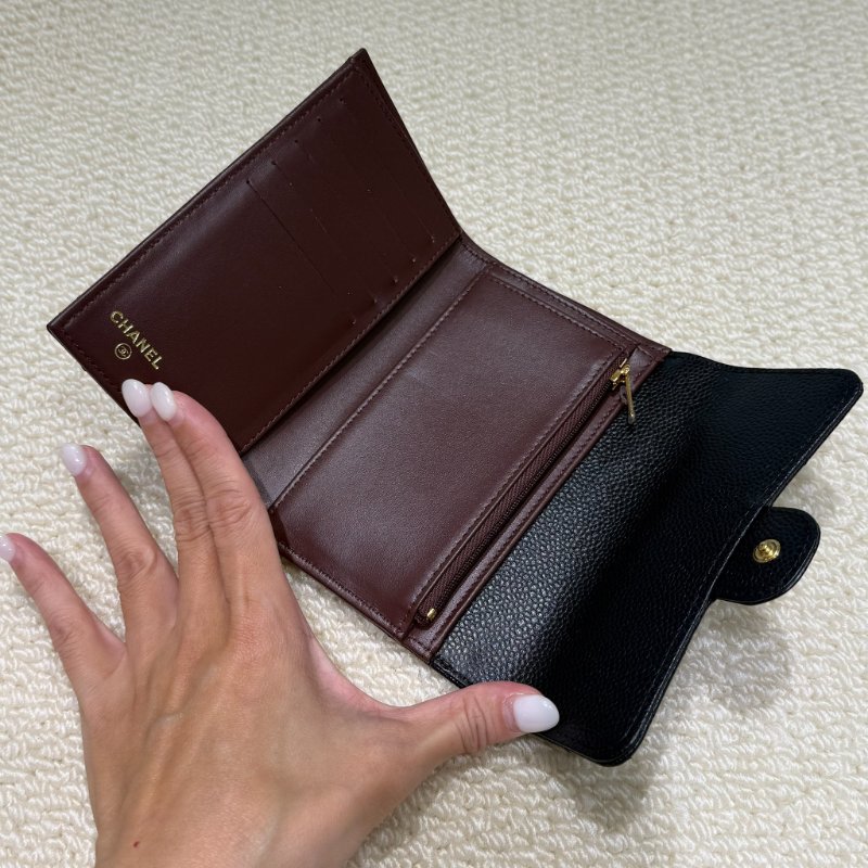 CHANEL - 黑色牛皮金釦三折中夾-3