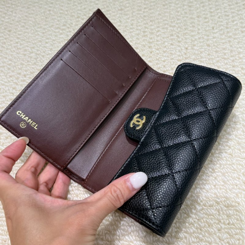 CHANEL - 黑色牛皮金釦三折中夾-4