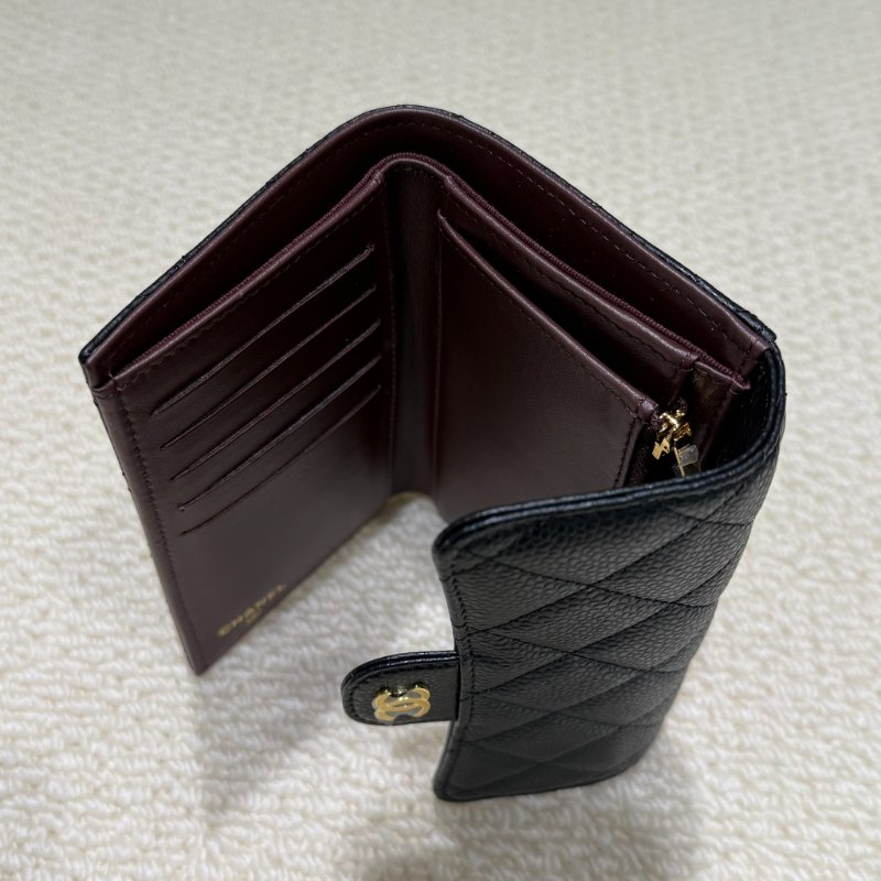 CHANEL - 黑色牛皮金釦三折中夾-5