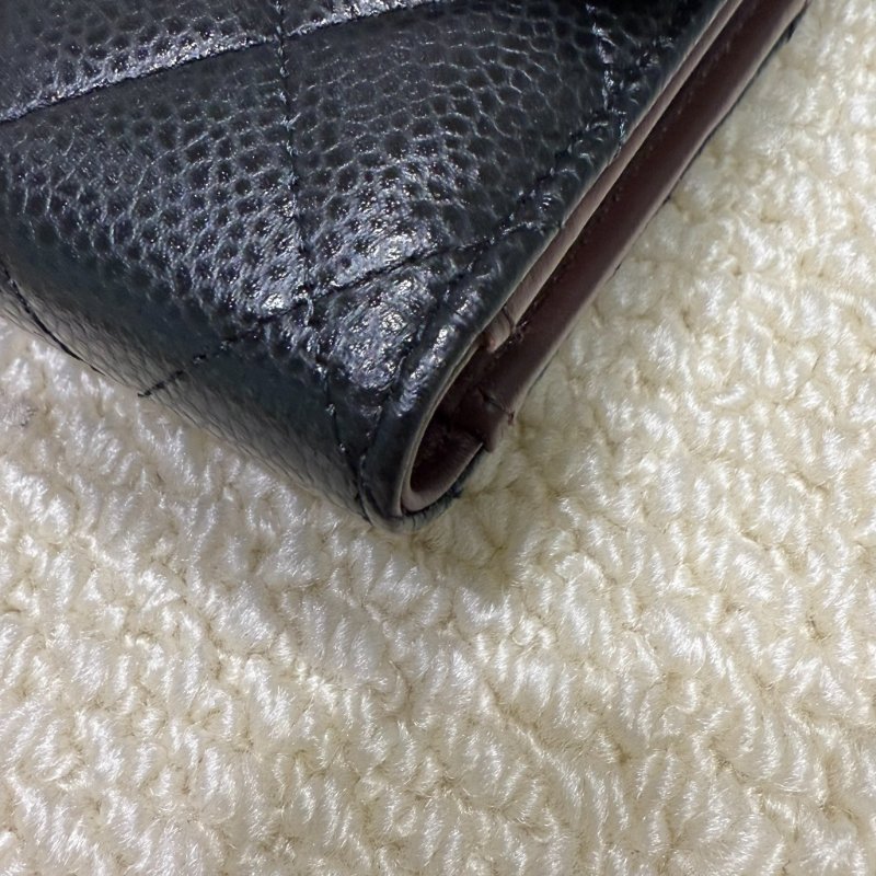 CHANEL - 黑色牛皮金釦三折中夾-7