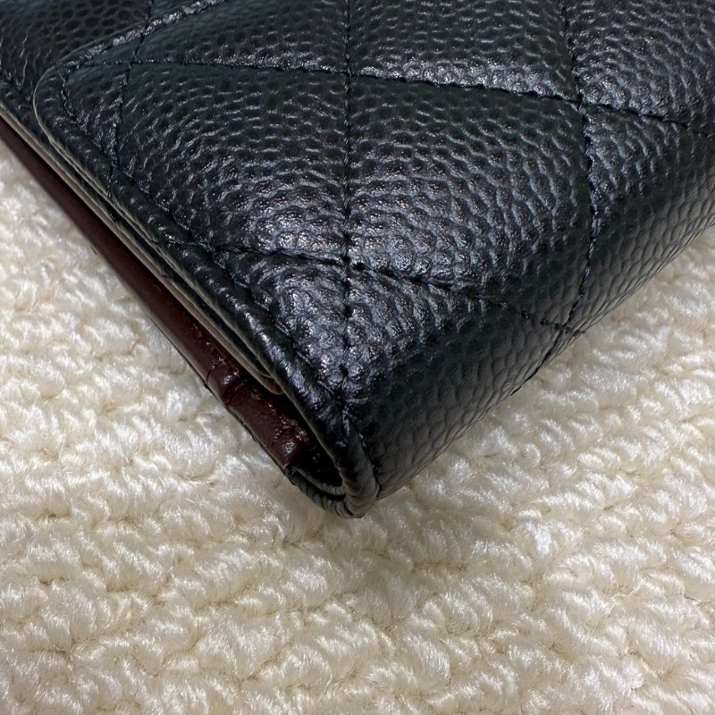 CHANEL - 黑色牛皮金釦三折中夾-9