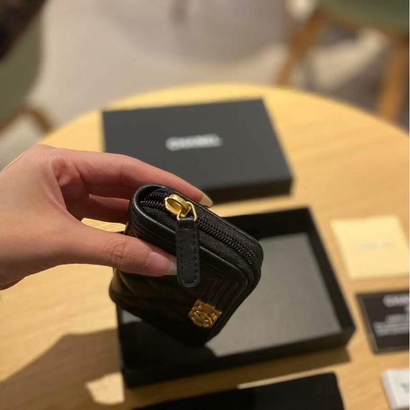 CHANEL 荔枝皮短夾零錢卡包-3