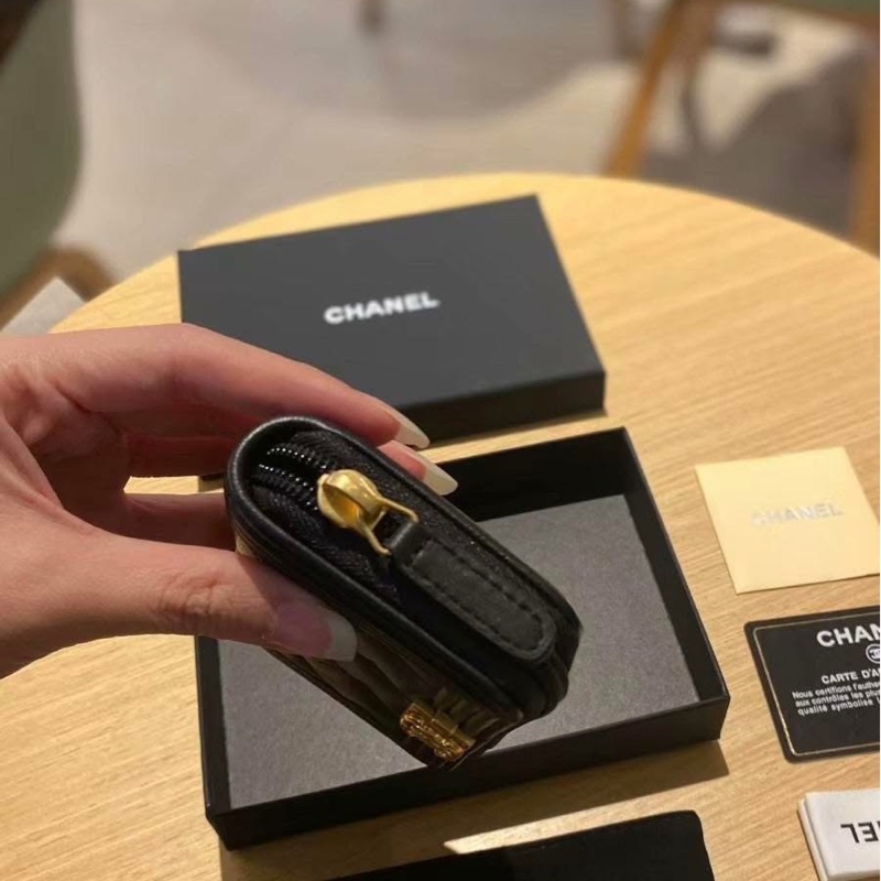 CHANEL 荔枝皮短夾零錢卡包-4