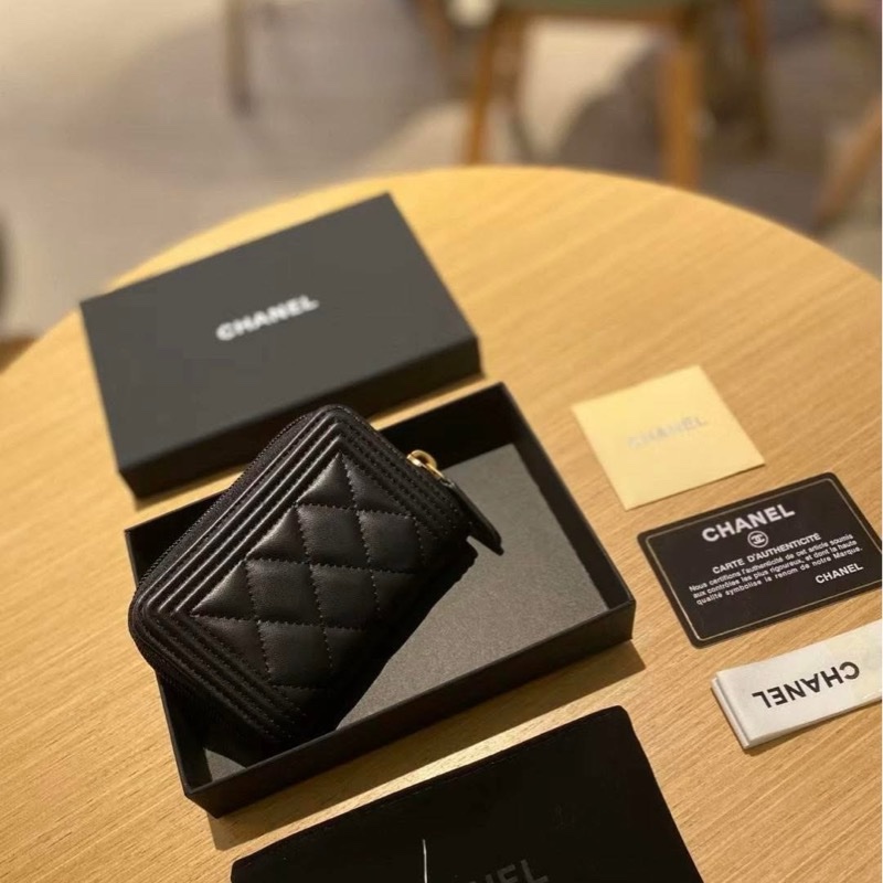 CHANEL 荔枝皮短夾零錢卡包-11