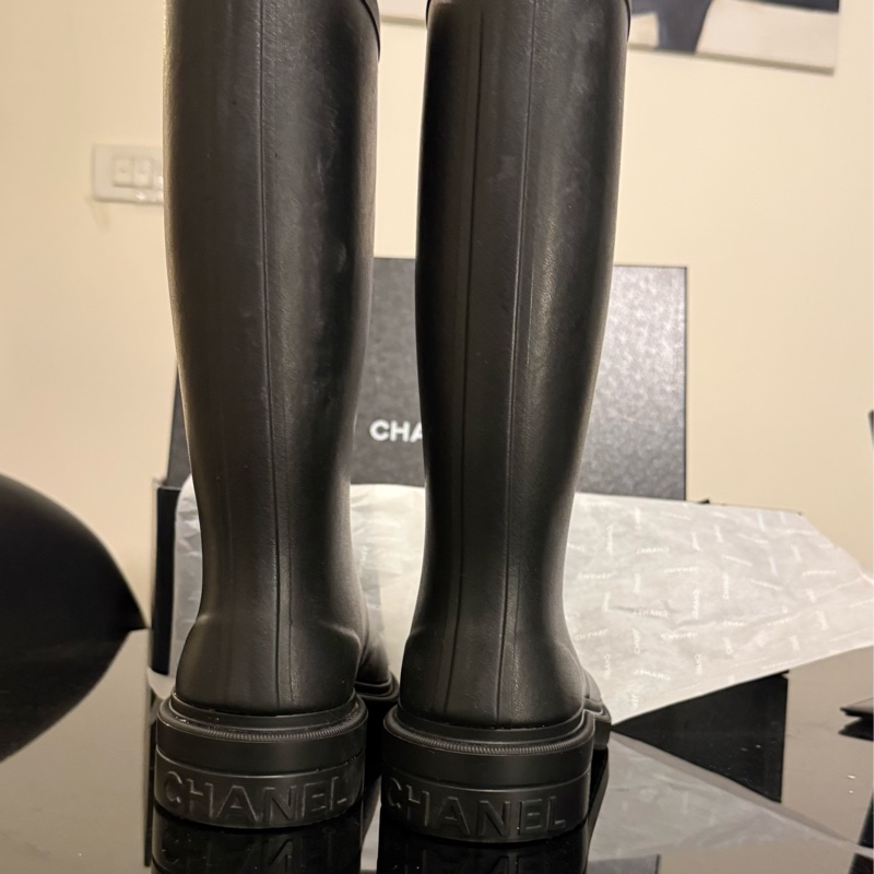 ❣️香奈兒chanel 爆款雨靴長靴黑色黃金尺寸39-2