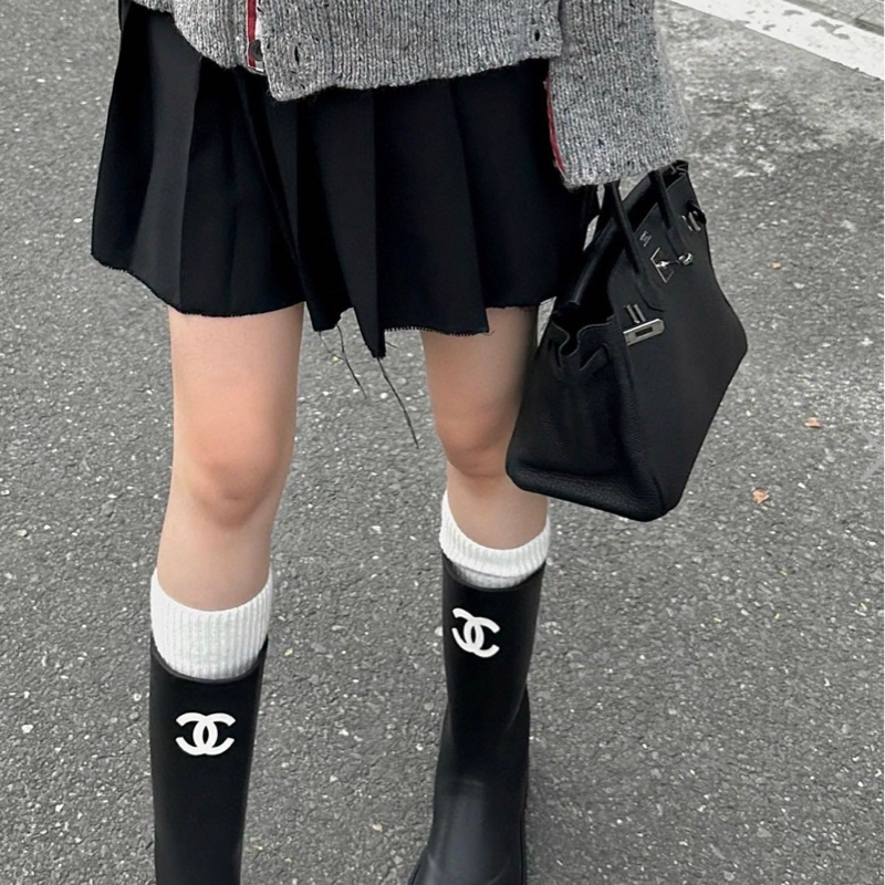 ❣️香奈兒chanel 爆款雨靴長靴黑色黃金尺寸39-9