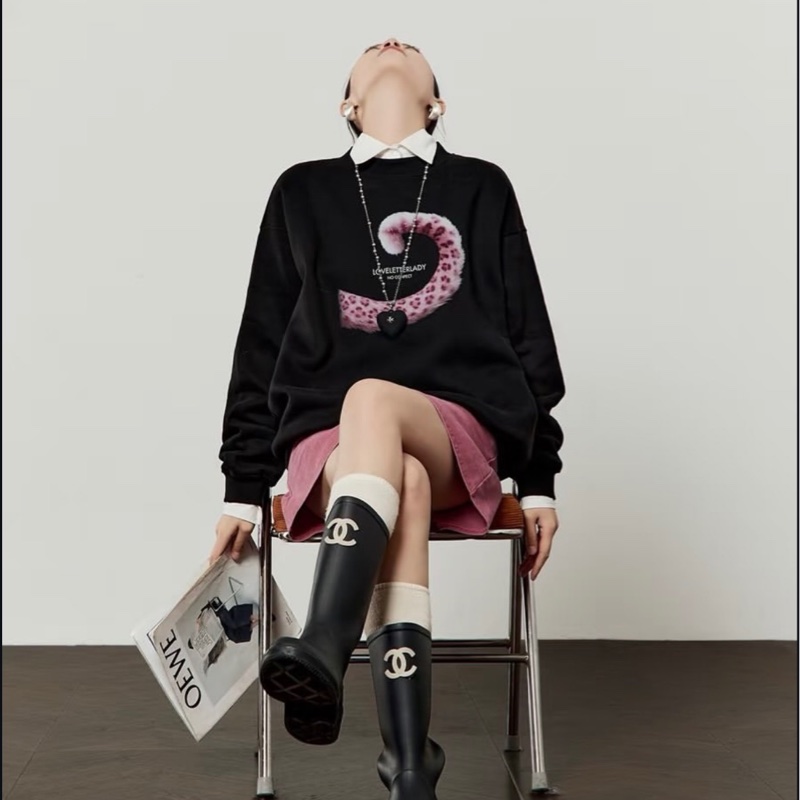 ❣️香奈兒chanel 爆款雨靴長靴黑色黃金尺寸39-10