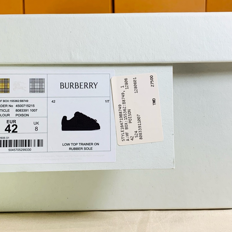 🎁全新未試穿 2024新款盒裝 Burberry 巴寶莉 酒紅戰馬休閒鞋（原價27500）-9