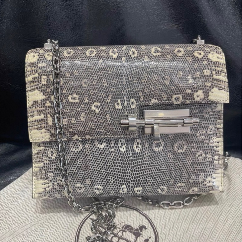 愛馬仕 Hermes mini Verrou 手槍包，D刻，部分膜在，長17cm-0
