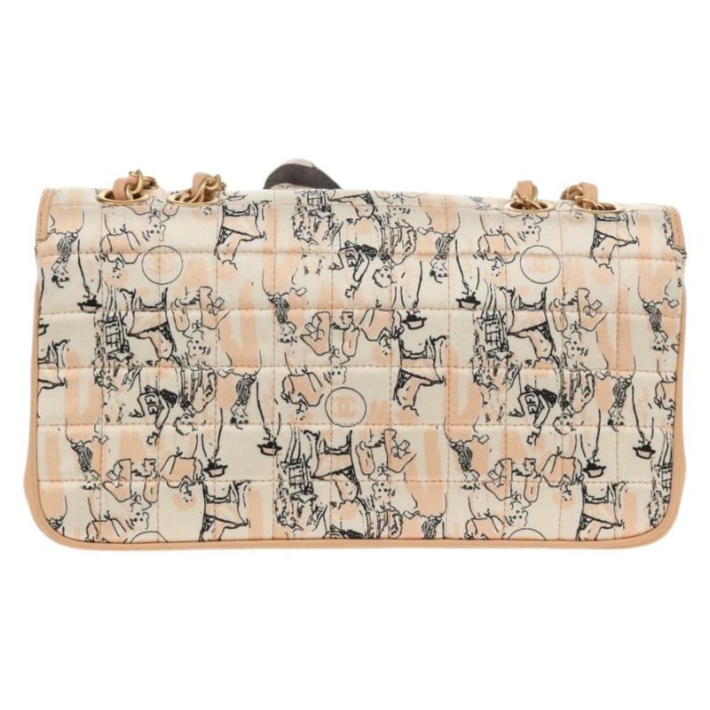 【日本直送】香奈兒 Choco Bar 鏈條肩背包，絲綢粉紅色，金色雙C標誌，正品編號 144881SAV-1