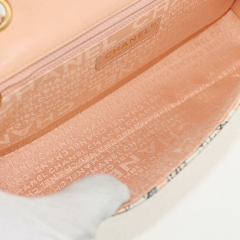 【日本直送】香奈兒 Choco Bar 鏈條肩背包，絲綢粉紅色，金色雙C標誌，正品編號 144881SAV-8