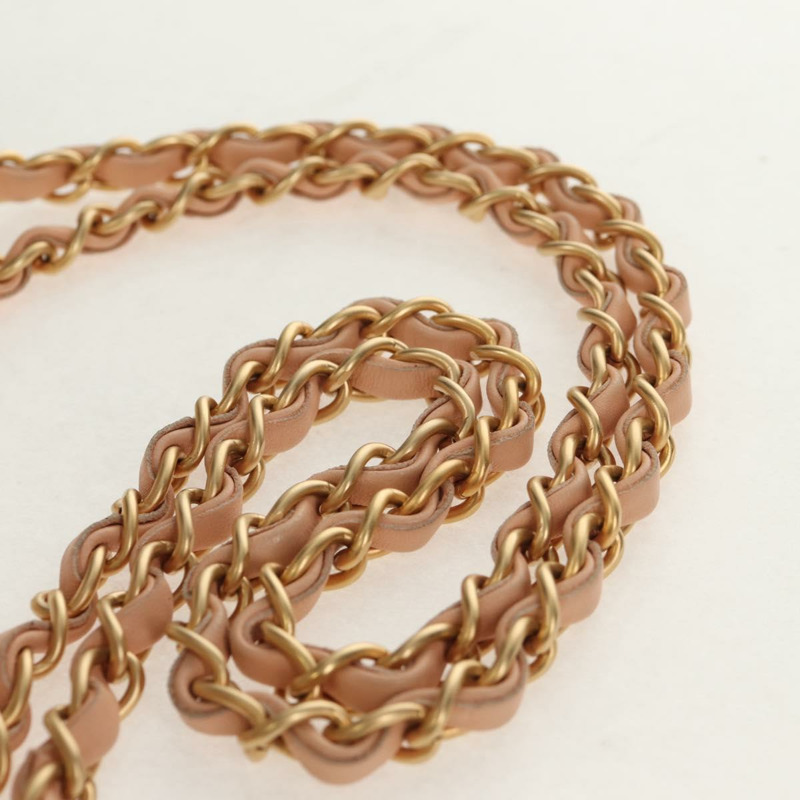 【日本直送】香奈兒 Choco Bar 鏈條肩背包，絲綢粉紅色，金色雙C標誌，正品編號 144881SAV-14