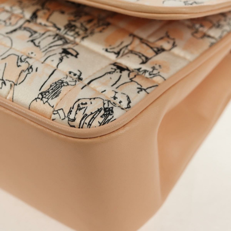 【日本直送】香奈兒 Choco Bar 鏈條肩背包，絲綢粉紅色，金色雙C標誌，正品編號 144881SAV-16