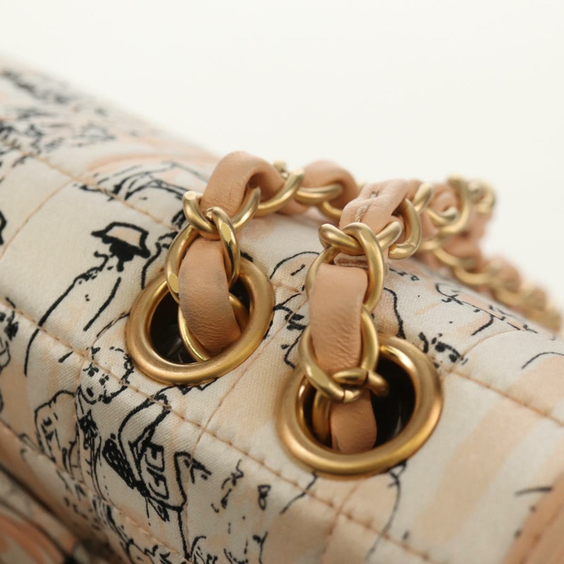 【日本直送】香奈兒 Choco Bar 鏈條肩背包，絲綢粉紅色，金色雙C標誌，正品編號 144881SAV-22