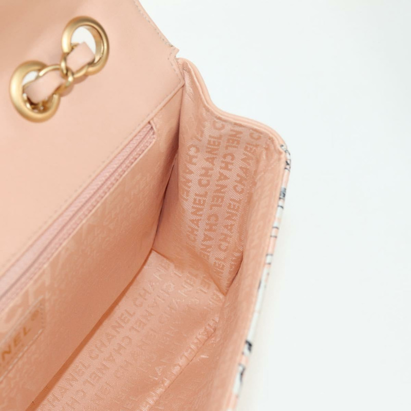 【日本直送】香奈兒 Choco Bar 鏈條肩背包，絲綢粉紅色，金色雙C標誌，正品編號 144881SAV-26