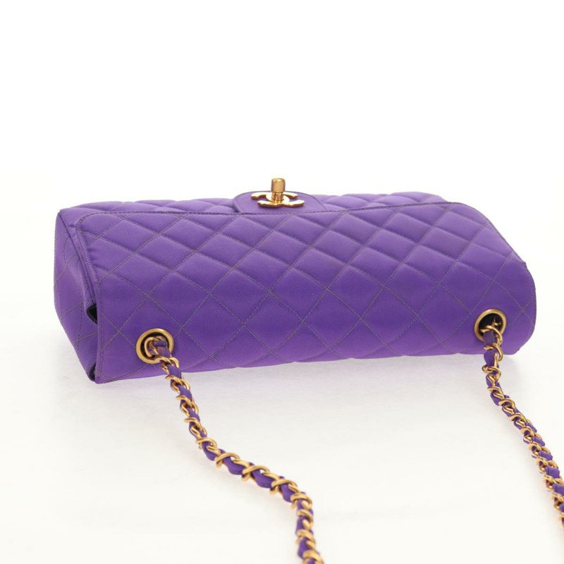 【日本直送】香奈兒 Matelasse 25 鏈條肩背包 尼龍材質 紫色 金色 CC 標誌 Auth 146533SM-5