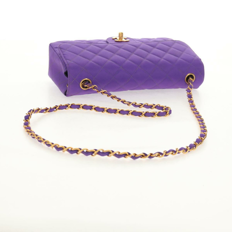 【日本直送】香奈兒 Matelasse 25 鏈條肩背包 尼龍材質 紫色 金色 CC 標誌 Auth 146533SM-6
