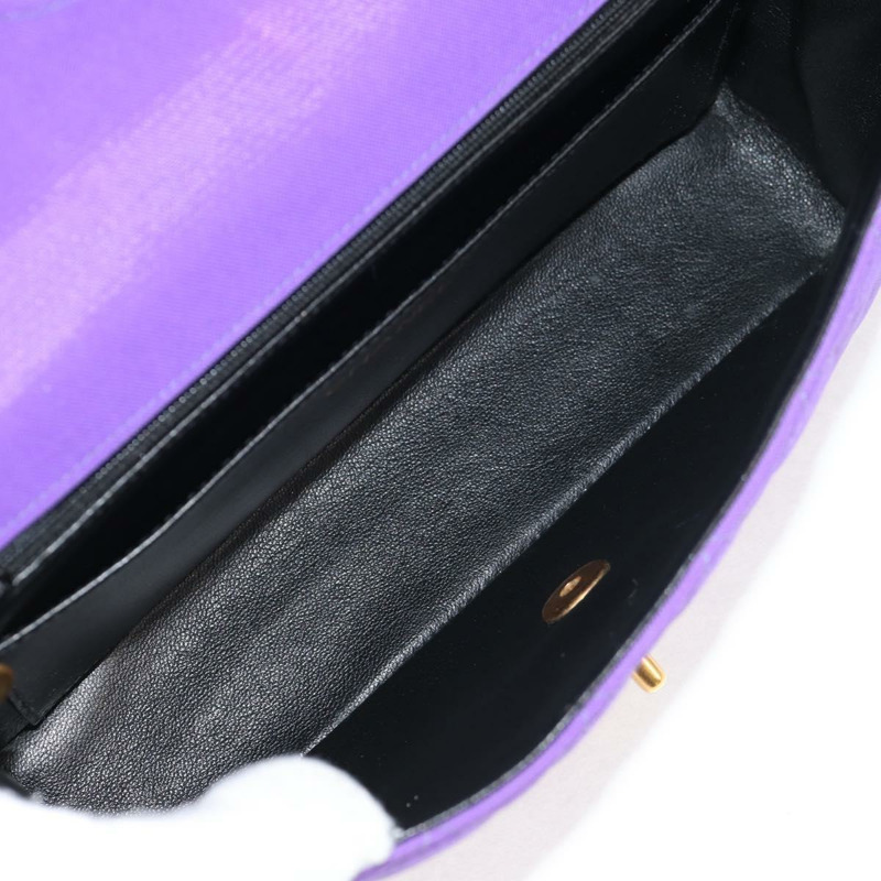 【日本直送】香奈兒 Matelasse 25 鏈條肩背包 尼龍材質 紫色 金色 CC 標誌 Auth 146533SM-8