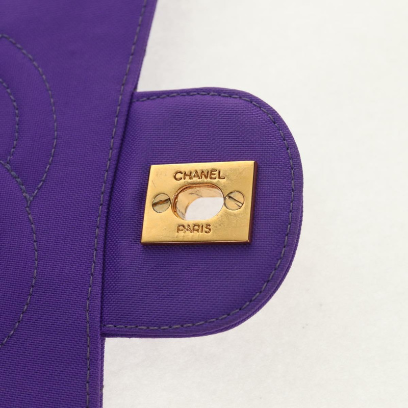 【日本直送】香奈兒 Matelasse 25 鏈條肩背包 尼龍材質 紫色 金色 CC 標誌 Auth 146533SM-22