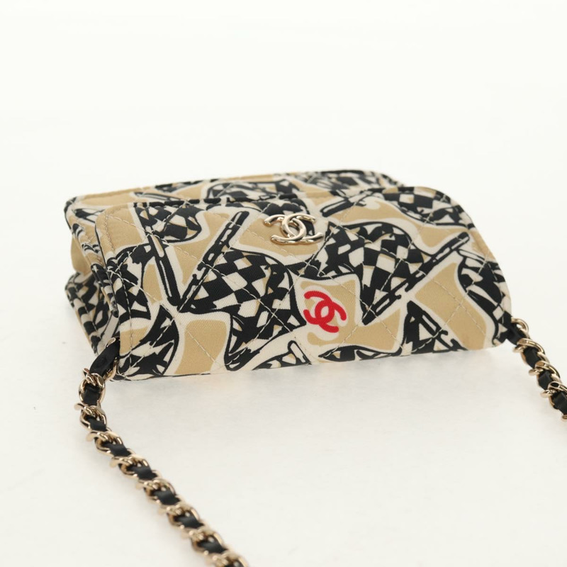 【日本直送】香奈兒 (CHANEL) 絎縫鏈條肩背包 尼龍材質 棕色 金色 CC 標誌 Auth 144002AM-5