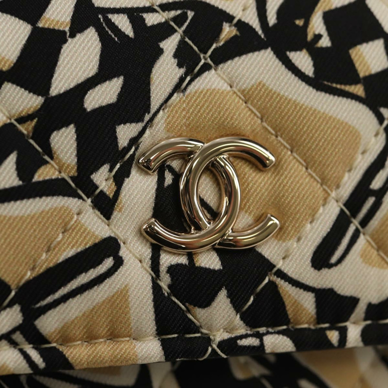 【日本直送】香奈兒 (CHANEL) 絎縫鏈條肩背包 尼龍材質 棕色 金色 CC 標誌 Auth 144002AM-18