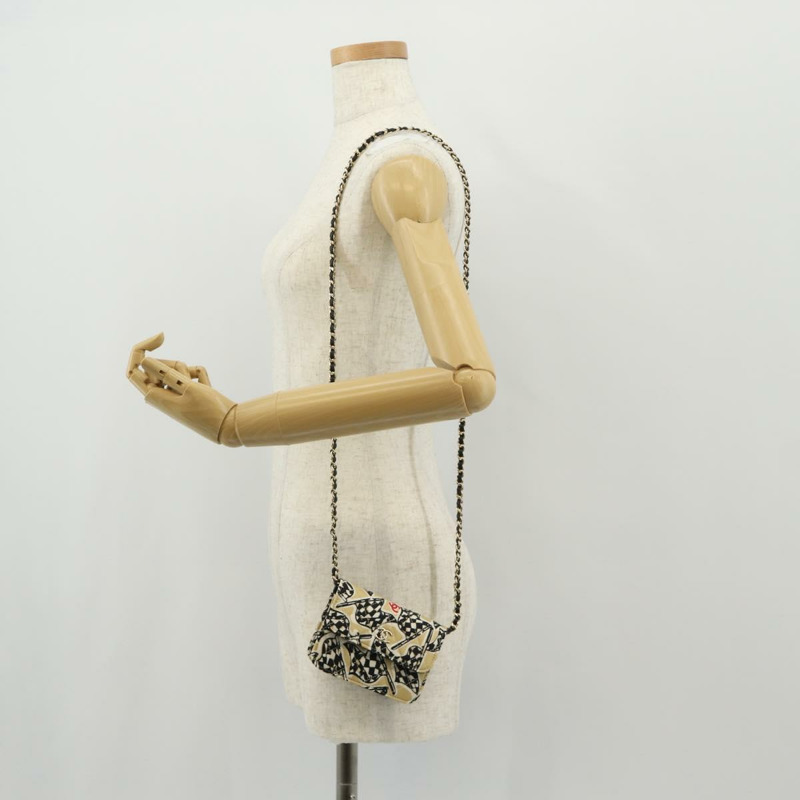 【日本直送】香奈兒 (CHANEL) 絎縫鏈條肩背包 尼龍材質 棕色 金色 CC 標誌 Auth 144002AM-22