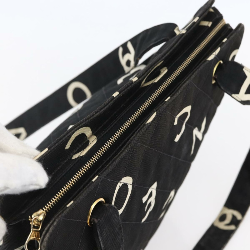 【日本直送】香奈兒 COCO 標誌帆布黑色金色 CC 單背包 正品 gh1268-5