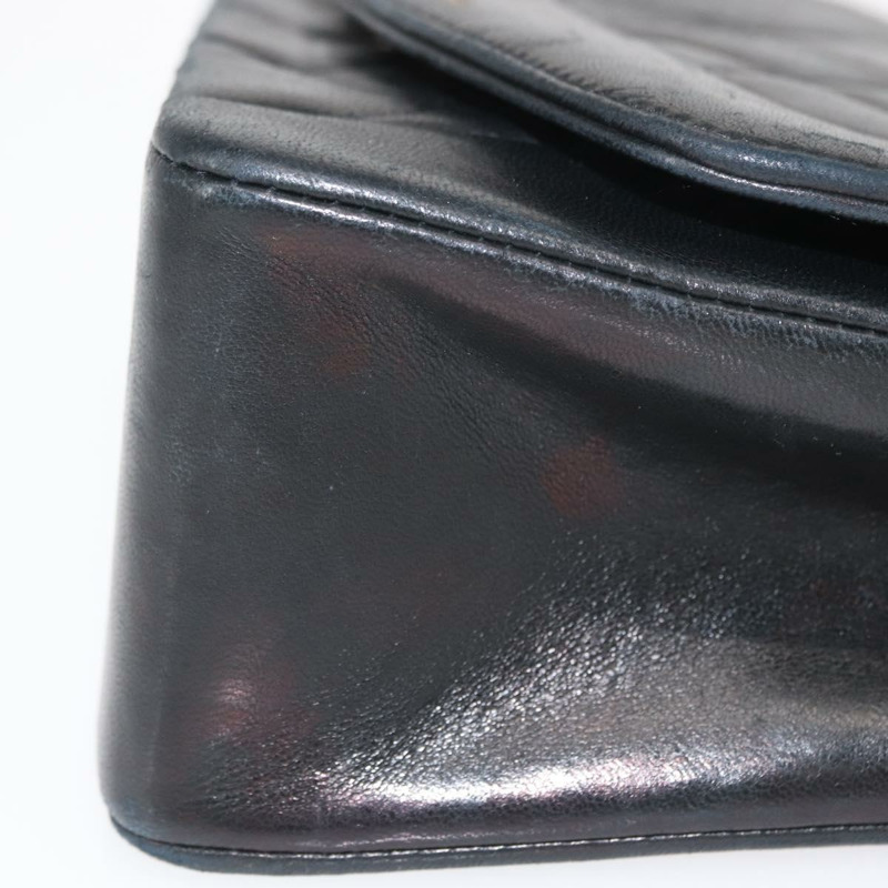 【日本直送】香奈兒 (CHANEL) 絎縫鏈條 Diana 單肩包,羊皮材質,黑色,金色雙C標誌,正品 ka115V-3