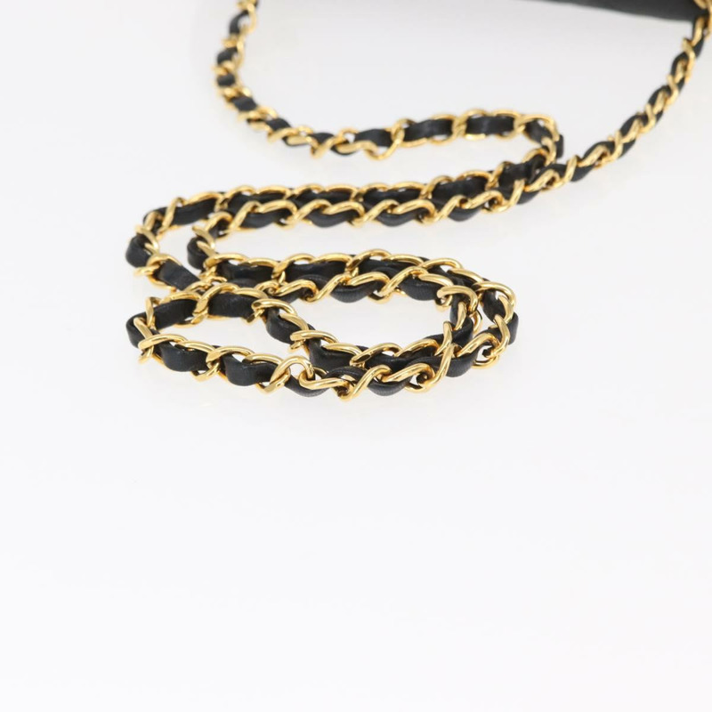 【日本直送】香奈兒 (CHANEL) 絎縫鏈條 Diana 單肩包,羊皮材質,黑色,金色雙C標誌,正品 ka115V-7