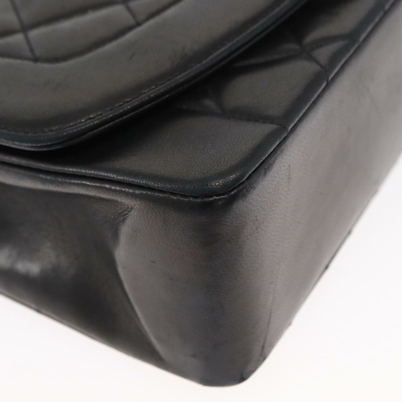 【日本直送】香奈兒 (CHANEL) 絎縫鏈條 Diana 單肩包,羊皮材質,黑色,金色雙C標誌,正品 ka115V-14