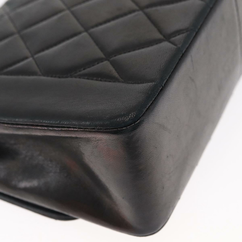 【日本直送】香奈兒 (CHANEL) 絎縫鏈條 Diana 單肩包,羊皮材質,黑色,金色雙C標誌,正品 ka115V-16