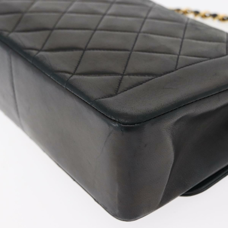 【日本直送】香奈兒 (CHANEL) 絎縫鏈條 Diana 單肩包,羊皮材質,黑色,金色雙C標誌,正品 ka115V-17