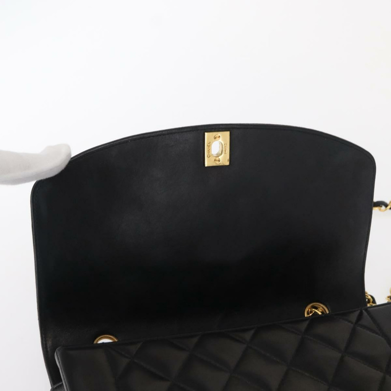 【日本直送】香奈兒 (CHANEL) 絎縫鏈條 Diana 單肩包,羊皮材質,黑色,金色雙C標誌,正品 ka115V-20