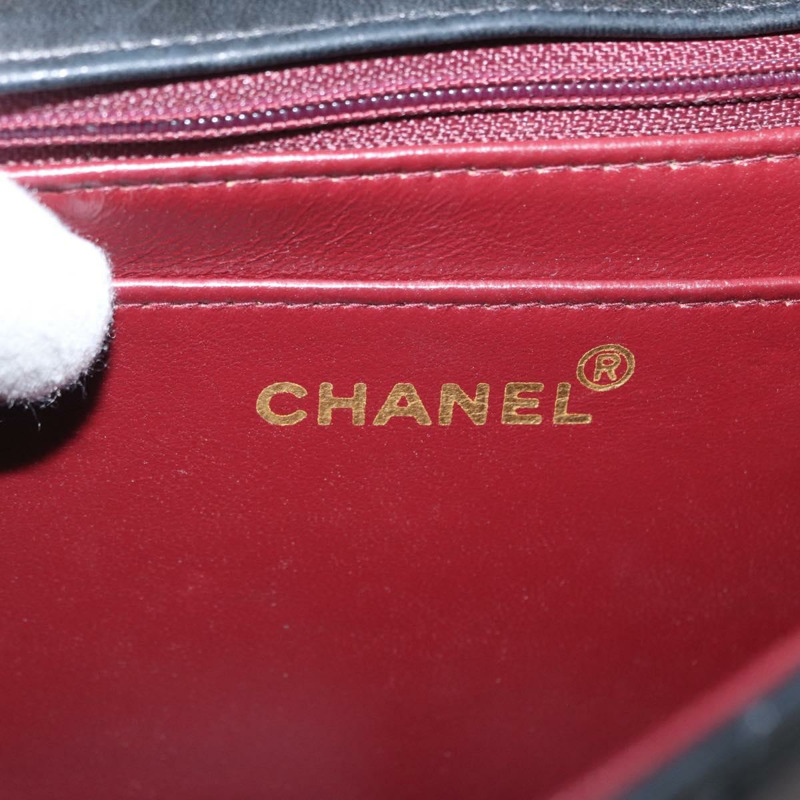 【日本直送】香奈兒 (CHANEL) 絎縫鏈條 Diana 單肩包,羊皮材質,黑色,金色雙C標誌,正品 ka115V-22