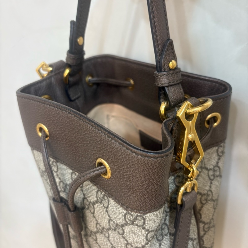 GUCCI 棕GG紋Ophidia手提/斜背水桶包-1