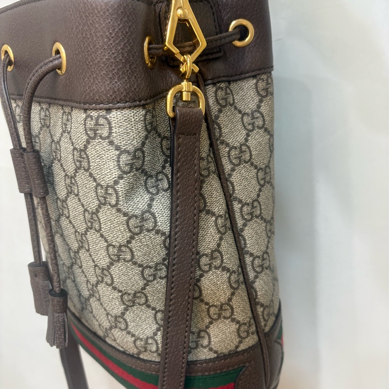 GUCCI 棕GG紋Ophidia手提/斜背水桶包-2