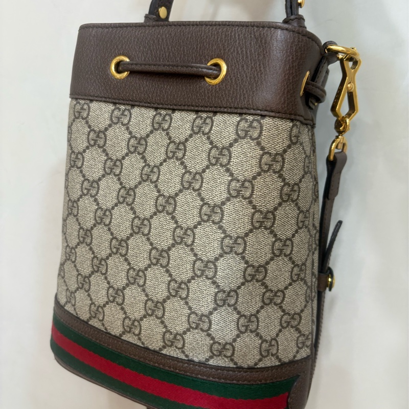GUCCI 棕GG紋Ophidia手提/斜背水桶包-3