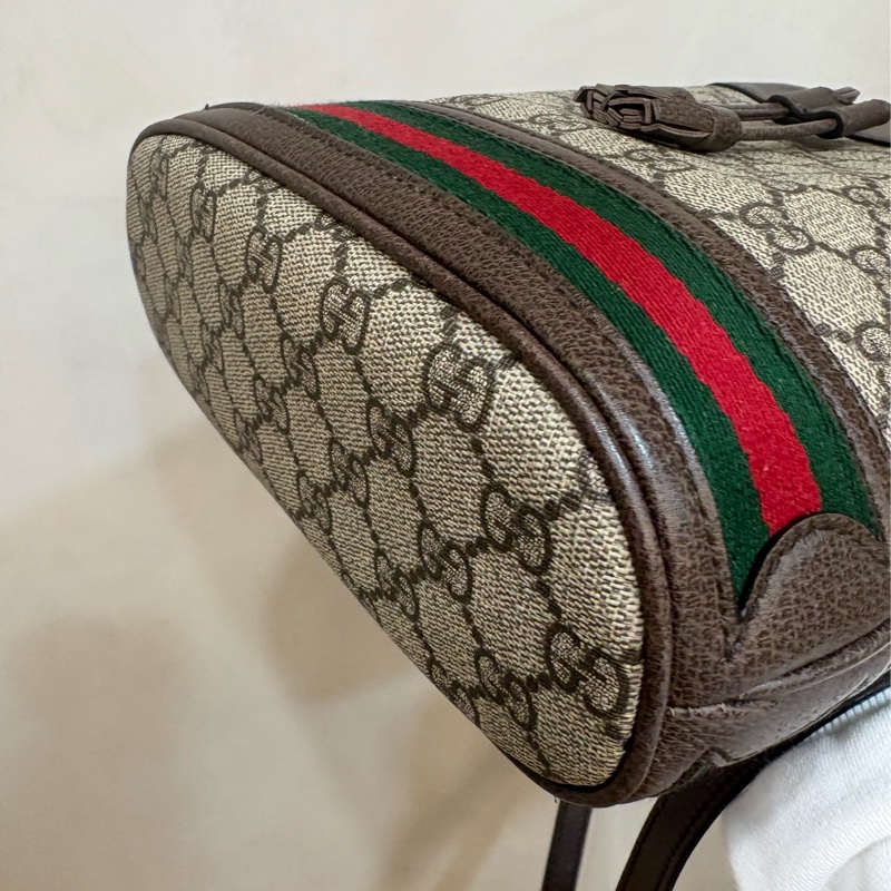 GUCCI 棕GG紋Ophidia手提/斜背水桶包-4