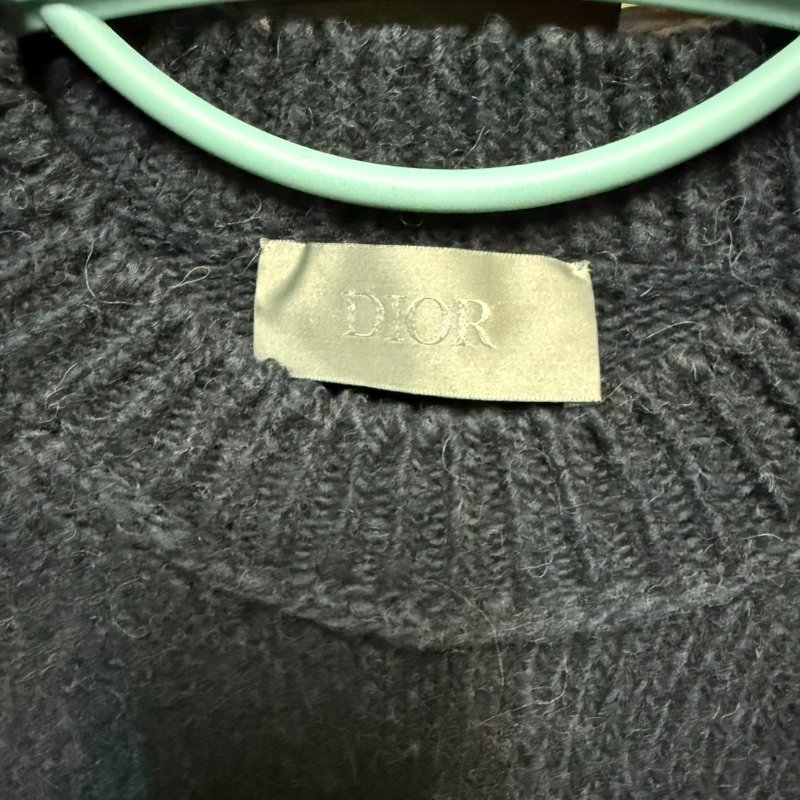 Dior homme MEN 男 粗針織上衣 毛衣 龍 海軍藍 L碼-3