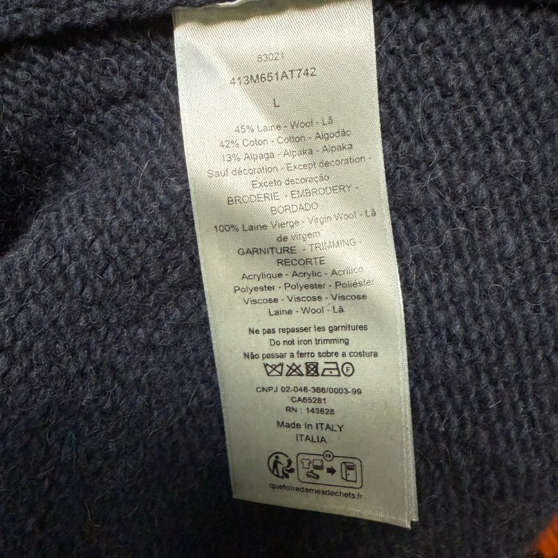 Dior homme MEN 男 粗針織上衣 毛衣 龍 海軍藍 L碼-5