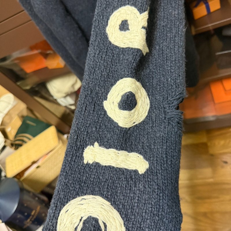 Dior homme MEN 男 粗針織上衣 毛衣 龍 海軍藍 L碼-6