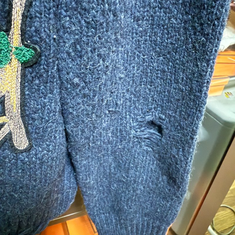 Dior homme MEN 男 粗針織上衣 毛衣 龍 海軍藍 L碼-8