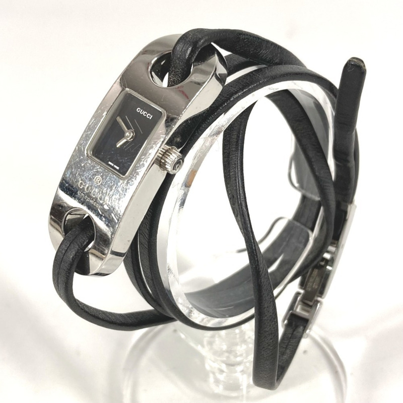 GUCCI 6100L 女士手鐲腕錶，飾有品牌標誌，不鏽鋼錶殼，銀色。-2