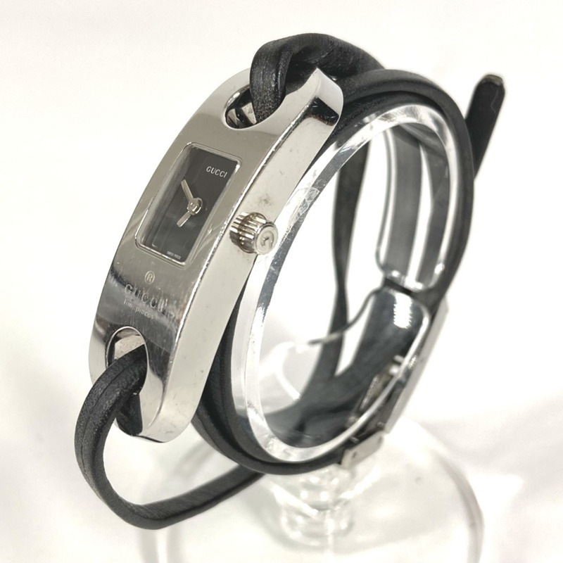 GUCCI 6100L 女士手鐲腕錶，飾有品牌標誌，不鏽鋼錶殼，銀色。-4