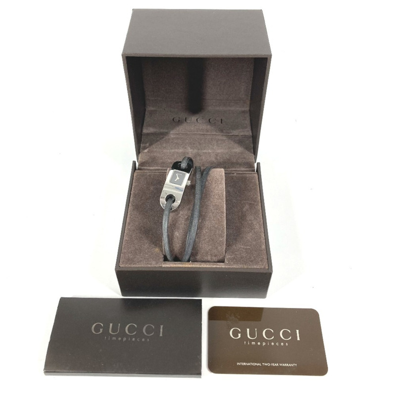 GUCCI 6100L 女士手鐲腕錶，飾有品牌標誌，不鏽鋼錶殼，銀色。-16