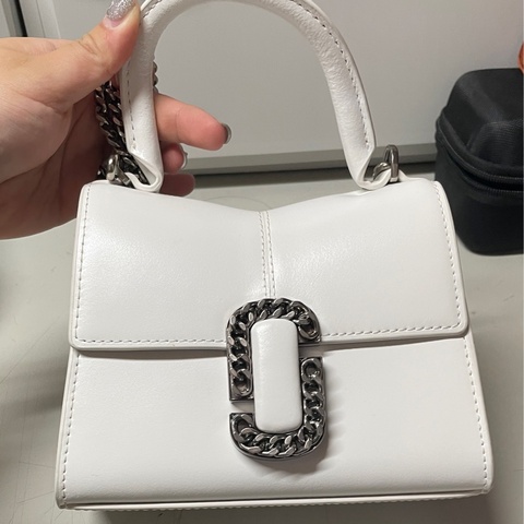 二手 MJ MARC JACOBS St Marc 鏈環LOGO牛皮手提/斜背兩用包