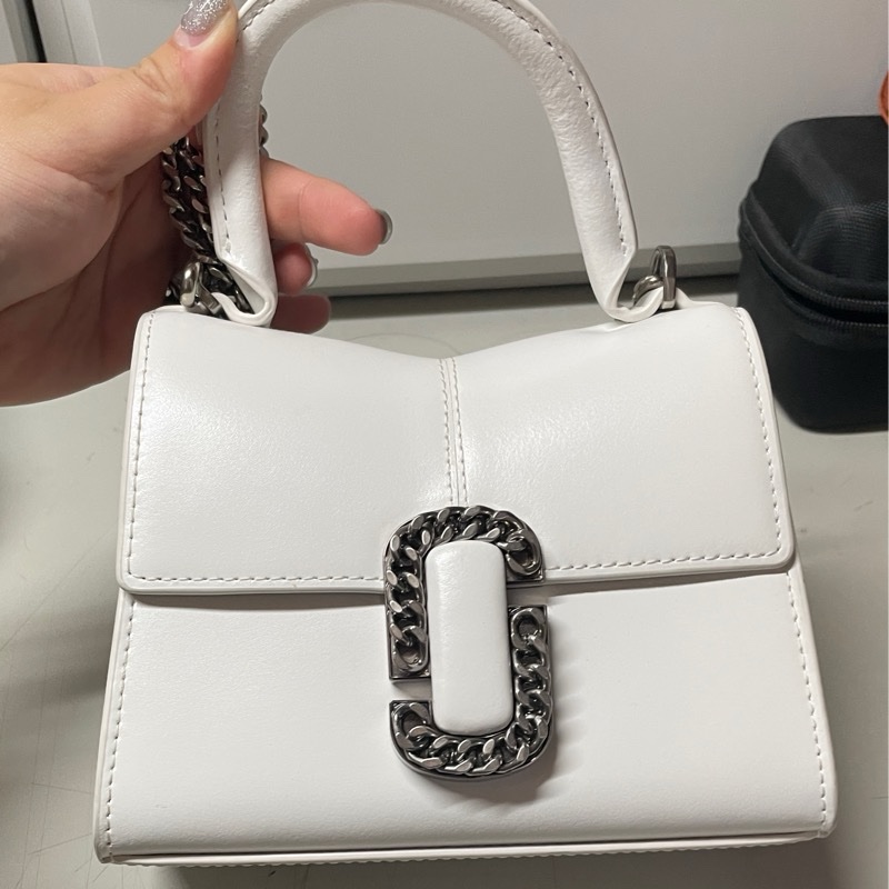 二手 MJ MARC JACOBS St Marc 鏈環LOGO牛皮手提/斜背兩用包-5