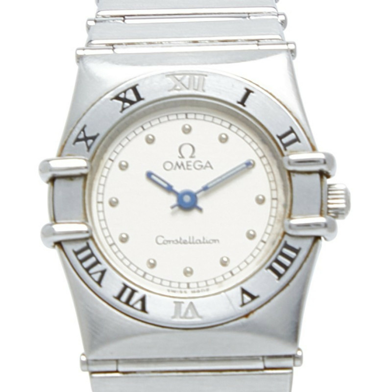 歐米茄星座系列石英腕錶，銀色錶盤，不鏽鋼錶殼，女款-0