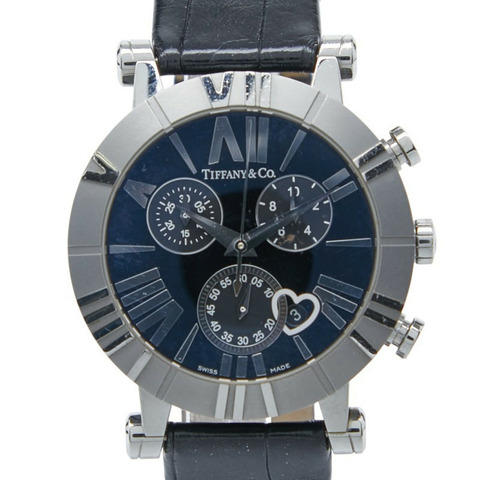 Tiffany & Co. Atlas 手錶 Z1301.32.11A10A71A，石英機芯，黑色錶盤，不鏽鋼，陶瓷，皮革，女士。